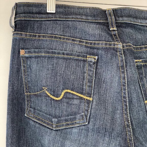 7 For All Mankind Womens Size 28 Bootcut Denim Jeans Dark Wash Low Rise USA Made - Picture 15 of 16
